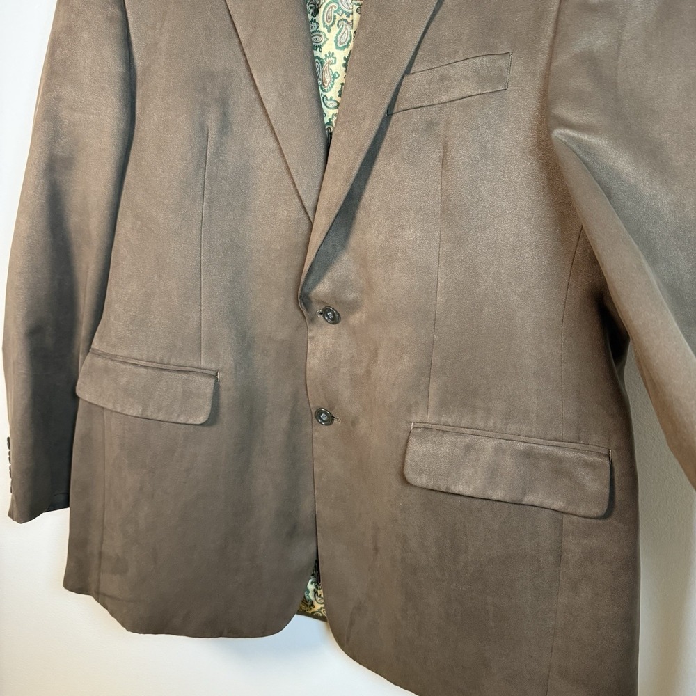 Lauren Ralph Lauren Blazer Men's‎ 43R Brown Suede Look Paisley Lining Sport Coat - Picture 3 of 10